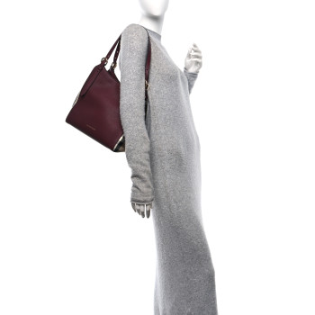 BURBERRY Grainy Calfskin House Check Small Canterbury Mahogany Red