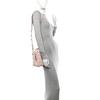 CHRISTIAN DIOR Lambskin Cannage Small Lucky Badges My Lady Dior Pink