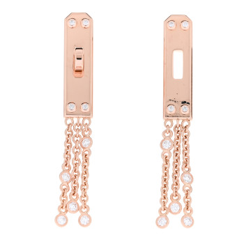 HERMES 18K Rose Gold Diamond Kelly Gavroche Earrings HERMES 18K Rose Gold Diamond Kelly Gavroche Earrings