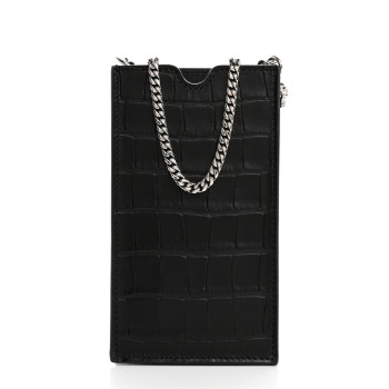 ALEXANDER MCQUEEN Crocodile Embossed Chain Phone Case Black ALEXANDER MCQUEEN Crocodile Embossed Chain Phone Case Black