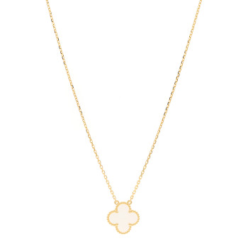 VAN CLEEF & ARPELS 18K Yellow Gold Mother of Pearl Vintage Alhambra Pendant Necklace