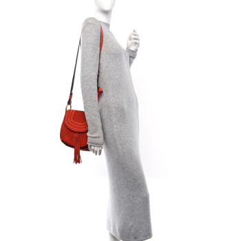 CHLOE Suede Calfskin Braided Mini Hudson Shoulder Bag Sepia Red CHLOE Suede Calfskin Braided Mini Hudson Shoulder Bag Sepia Red