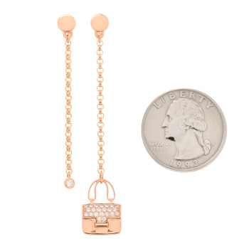 HERMES 18K Rose Gold Diamond Constance Amulettes Drop Earrings HERMES 18K Rose Gold Diamond Constance Amulettes Drop Earrings