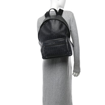 CHRISTIAN DIOR Coated Canvas CD Diamond Rider Zipped Backpack Black