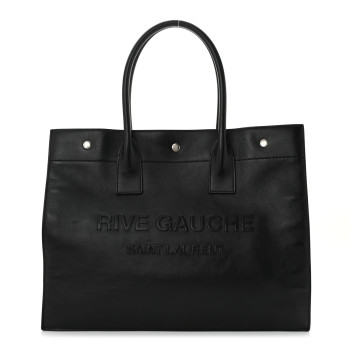 SAINT LAURENT Smooth Calfskin Rive Gauche Small Tote Black SAINT LAURENT Smooth Calfskin Rive Gauche Small Tote Black