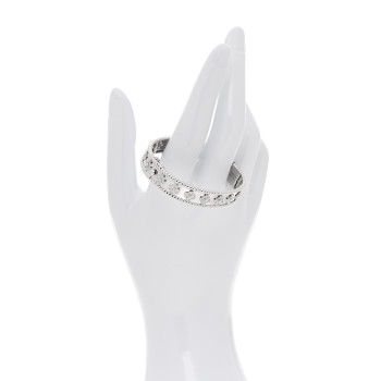 VAN CLEEF & ARPELS 18K White Gold Diamond Perlee Clovers Bangle Bracelet XS