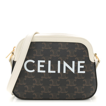 CELINE Triomphe Canvas Small Camera Bag White CELINE Triomphe Canvas Small Camera Bag White
