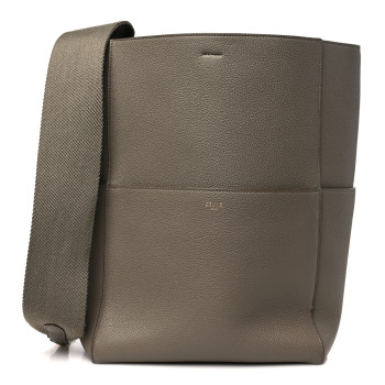 CELINE Soft Grained Calfskin Sangle Bucket Bag Taupe CELINE Soft Grained Calfskin Sangle Bucket Bag Taupe