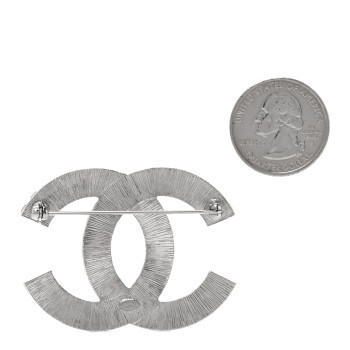 CHANEL Baguette Crystal CC Brooch Silver CHANEL Baguette Crystal CC Brooch Silver