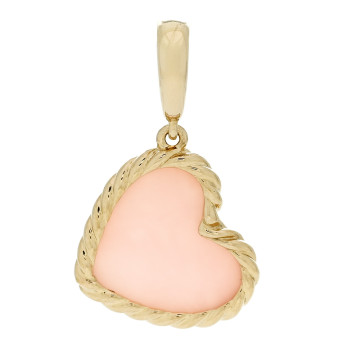 DAVID YURMAN 18K Yellow Gold Pink Opal Elements Heart Amulet Pendant DAVID YURMAN 18K Yellow Gold Pink Opal Elements Heart Amulet Pendant