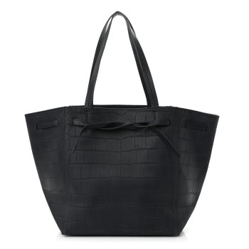 CELINE Crocodile Embossed Calfskin Medium Belt Cabas Phantom Navy CELINE Crocodile Embossed Calfskin Medium Belt Cabas Phantom Navy