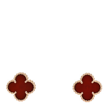 VAN CLEEF & ARPELS 18K Rose Gold Carnelian Sweet Alhambra Earrings