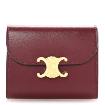 CELINE Shiny Calfskin Small Triomphe Wallet Deep Burgundy CELINE Shiny Calfskin Small Triomphe Wallet Deep Burgundy