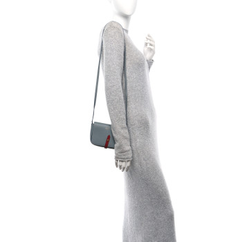 CELINE Grained Shiny Calfskin Strap Clutch Blue Red CELINE Grained Shiny Calfskin Strap Clutch Blue Red