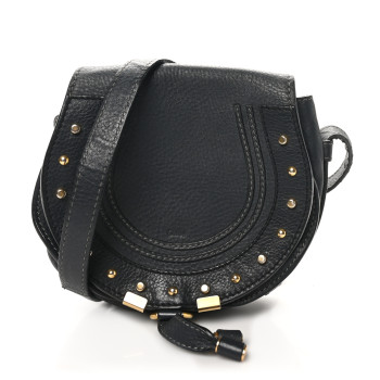 CHLOE Calfskin Studded Small Marcie Saddle Bag Dark Grey CHLOE Calfskin Studded Small Marcie Saddle Bag Dark Grey