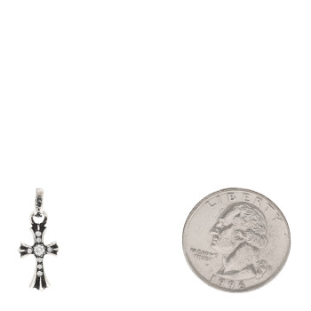 CHROME HEARTS Sterling Silver Diamond Baby Fat Cross Pave Pendant
