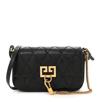 GIVENCHY Goatskin Quilted GV3 Mini Pocket Convertible Bag Black GIVENCHY Goatskin Quilted GV3 Mini Pocket Convertible Bag Black