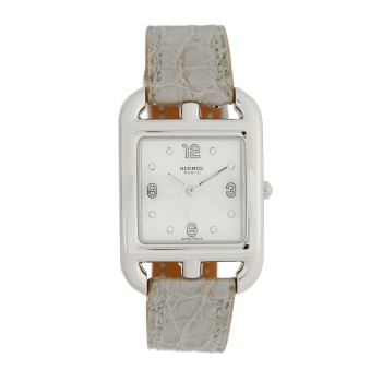HERMES Stainless Steel Alligator Diamond Mother of Pearl 23mm Cape Cod Quartz Watch Gris Perle HERMES Stainless Steel Alligator Diamond Mother of Pearl 23mm Cape Cod Quartz Watch Gris Perle