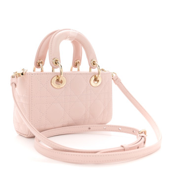 CHRISTIAN DIOR Lambskin Cannage Micro Lady D-Joy Powder Pink