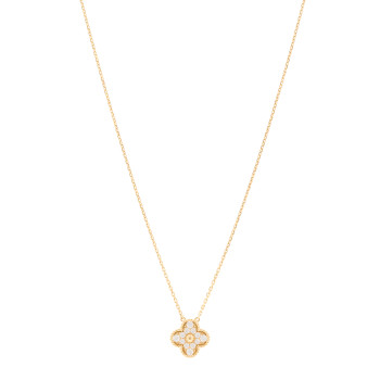 VAN CLEEF & ARPELS 18K Yellow Gold Diamond Vintage Alhambra Pendant Necklace