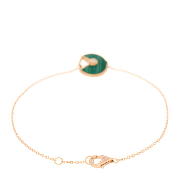 CARTIER 18K Pink Gold Diamond Malachite Amulette de Cartier Bracelet