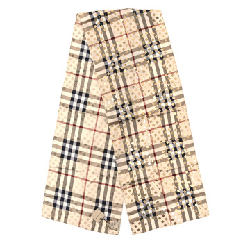 BURBERRY Silk Haymarket Check Scarf Camel Gold