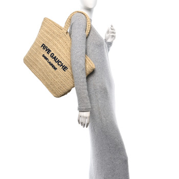 SAINT LAURENT Raffia Rive Gauche Tote Natural SAINT LAURENT Raffia Rive Gauche Tote Natural