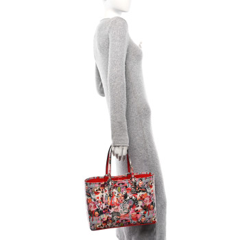 CHRISTIAN LOUBOUTIN Patent Calfskin Small Oh Xtian Cabata Tote Red CHRISTIAN LOUBOUTIN Patent Calfskin Small Oh Xtian Cabata Tote Red