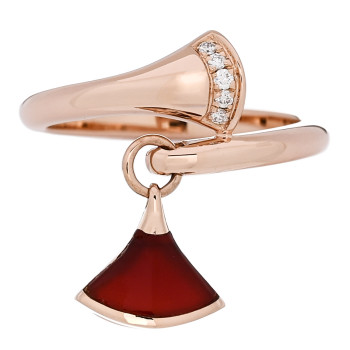 BULGARI 18K Rose Gold Diamond Carnelian Divas' Dream Charm Ring 51 5.75 BULGARI 18K Rose Gold Diamond Carnelian Divas' Dream Charm Ring 51 5.75
