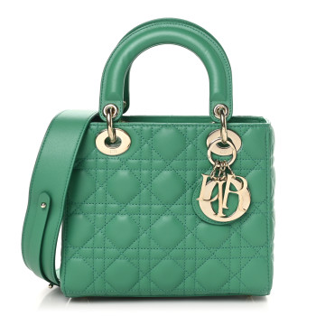 CHRISTIAN DIOR Lambskin Cannage Small My ABCDior Lady Dior Green