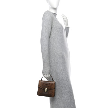 BULGARI Shiny Karung Serpenti Forever Top Handle Brown BULGARI Shiny Karung Serpenti Forever Top Handle Brown