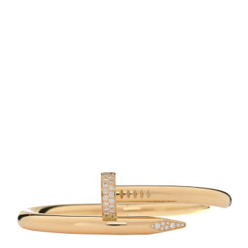 CARTIER 18K Yellow Gold Diamond Medium Juste Un Clou Bracelet 16