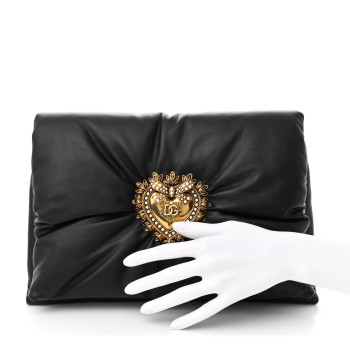 DOLCE & GABBANA DOLCE GABBANA Calfskin Devotion Clutch Black DOLCE & GABBANA DOLCE GABBANA Calfskin Devotion Clutch Black