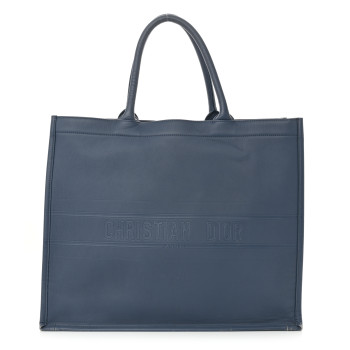 CHRISTIAN DIOR Calfskin Embossed Large Book Tote Blue
