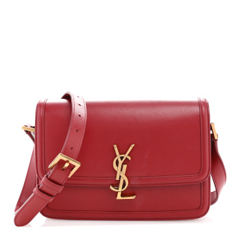 SAINT LAURENT Box Calfskin Monogram Medium Solferino Satchel Rouge Opyum SAINT LAURENT Box Calfskin Monogram Medium Solferino Satchel Rouge Opyum