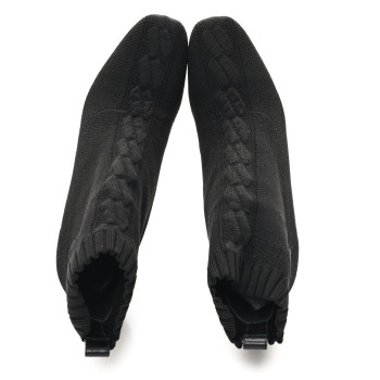 HERMES Knit Calfskin Volver 60 Ankle Boots 38 Black HERMES Knit Calfskin Volver 60 Ankle Boots 38 Black