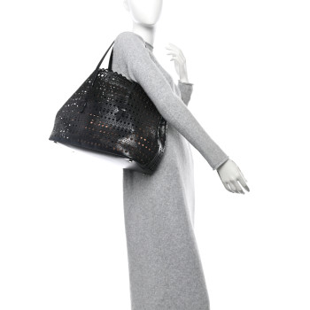 ALAIA Lux Calfskin Vienne Large Mina Tote Black