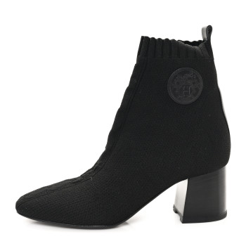 HERMES Knit Calfskin Volver 60 Ankle Boots 38 Black HERMES Knit Calfskin Volver 60 Ankle Boots 38 Black