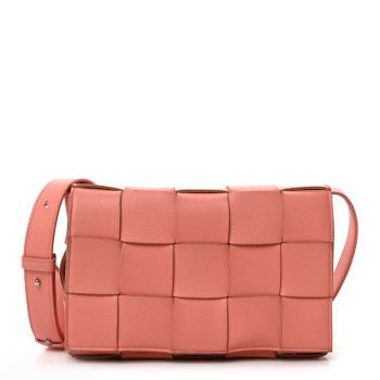 BOTTEGA VENETA Lambskin Maxi Intrecciato Cassette Crossbody Bag Tangerine BOTTEGA VENETA Lambskin Maxi Intrecciato Cassette Crossbody Bag Tangerine