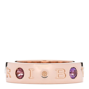 BULGARI 18K Rose Gold Diamond Amethyst Tourmaline Band Ring 49 4.75 BULGARI 18K Rose Gold Diamond Amethyst Tourmaline Band Ring 49 4.75