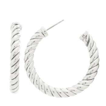DAVID YURMAN Sterling Silver Sculpted Cable Hoop Earrings DAVID YURMAN Sterling Silver Sculpted Cable Hoop Earrings