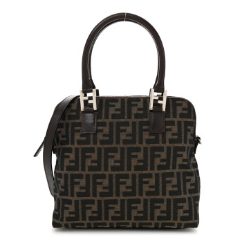 FENDI Zucca Top Handle Shoulder Bag Tote Tobacco