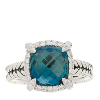 DAVID YURMAN Sterling Silver Diamond Hampton Blue Topaz 9mm Chatelaine Pave Bezel Ring 52 6 DAVID YURMAN Sterling Silver Diamond Hampton Blue Topaz 9mm Chatelaine Pave Bezel Ring 52 6