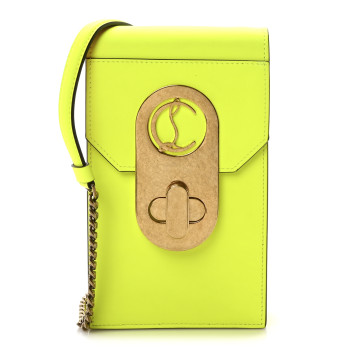 CHRISTIAN LOUBOUTIN Calfskin Elisa Phone Crossbody Neon Green CHRISTIAN LOUBOUTIN Calfskin Elisa Phone Crossbody Neon Green