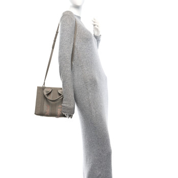 CHLOE Cotton Calfskin Small Woody Ribbon Tote With Strap Beige Taupe CHLOE Cotton Calfskin Small Woody Ribbon Tote With Strap Beige Taupe