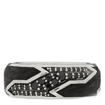 DAVID YURMAN Sterling Silver Black Diamond Forged Carbon Beveled Band Ring 63 10.25 DAVID YURMAN Sterling Silver Black Diamond Forged Carbon Beveled Band Ring 63 10.25