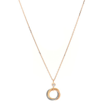 CARTIER 18K Pink Yellow White Gold Diamond Trinity Pendant Necklace