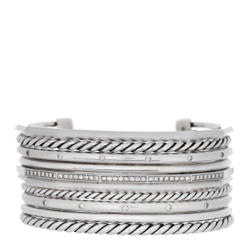 DAVID YURMAN Sterling Silver Diamond Wide Stax Cuff Bracelet DAVID YURMAN Sterling Silver Diamond Wide Stax Cuff Bracelet