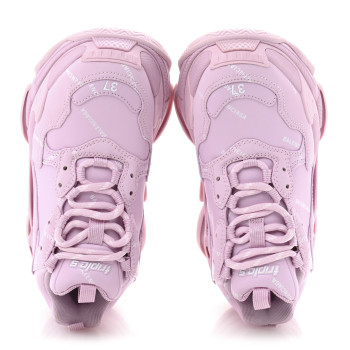 BALENCIAGA Technical Fabric Mesh Allover Logo Womens Triple S Sneakers 37 Pink White