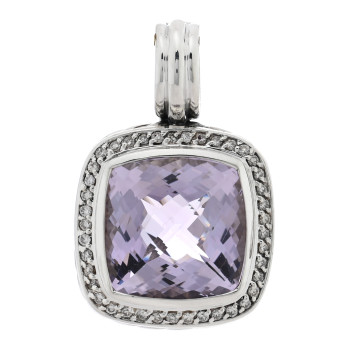 DAVID YURMAN Sterling Silver Diamond Amethyst 14mm Albion Enhancer Pendant DAVID YURMAN Sterling Silver Diamond Amethyst 14mm Albion Enhancer Pendant